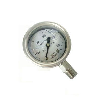 250bar high temperature bourdon tube manometer liquid filled pressure gauge  stainless steel