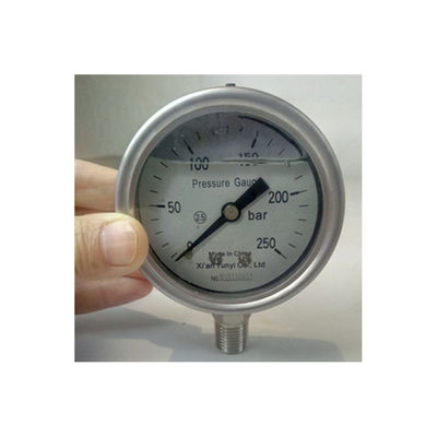 250bar high temperature bourdon tube manometer liquid filled pressure gauge  stainless steel