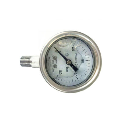250bar high temperature bourdon tube manometer liquid filled pressure gauge  stainless steel