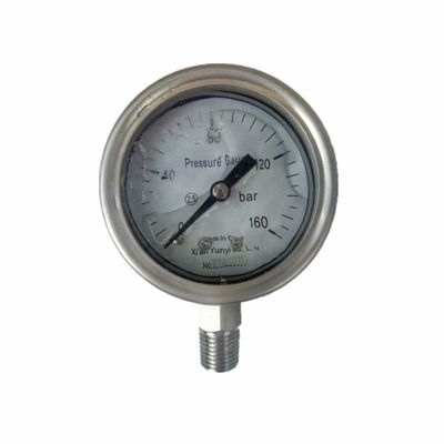 250bar high temperature bourdon tube manometer liquid filled pressure gauge  stainless steel